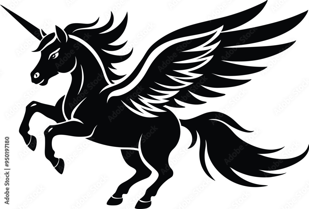 winged horse vector silhouette, flying pegasus icon, unicorn silhouette winged horse vector silhouette, flying pegasus icon, unicorn silhouette