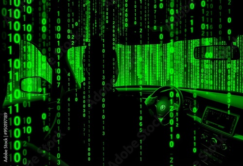 Matrix Code The driver and surroundings are composed of cascadin photo