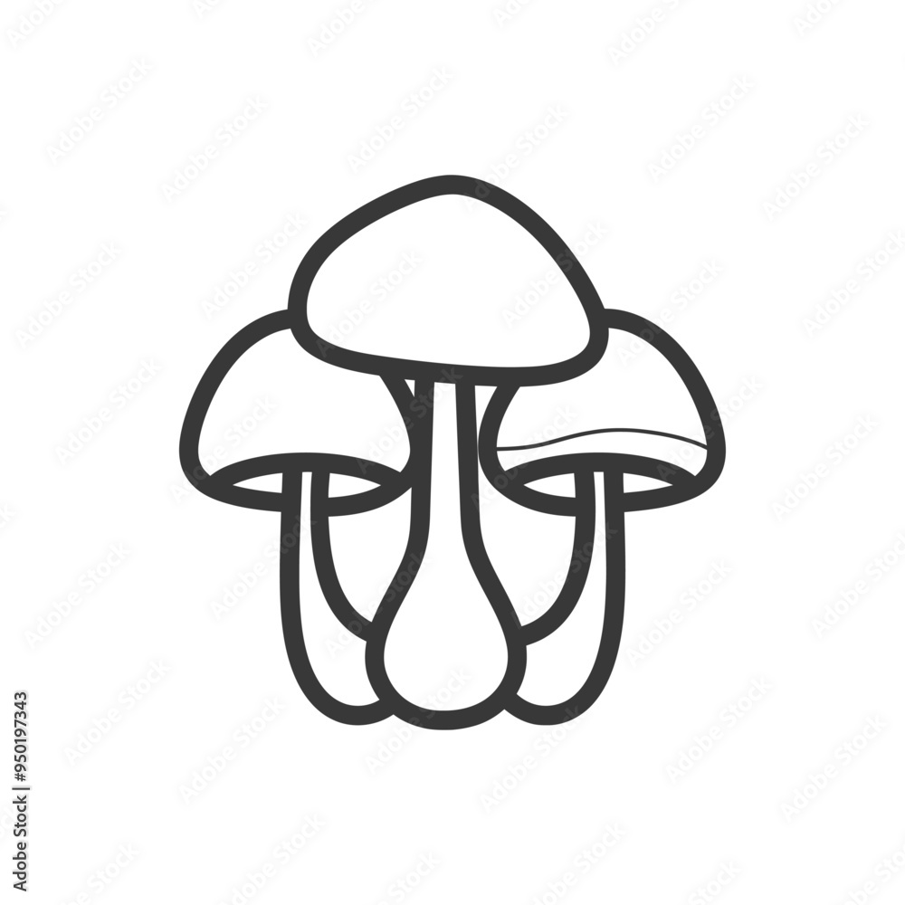 Line Drawing of Three Connected Mushrooms Line Drawing of Three Connected Mushrooms