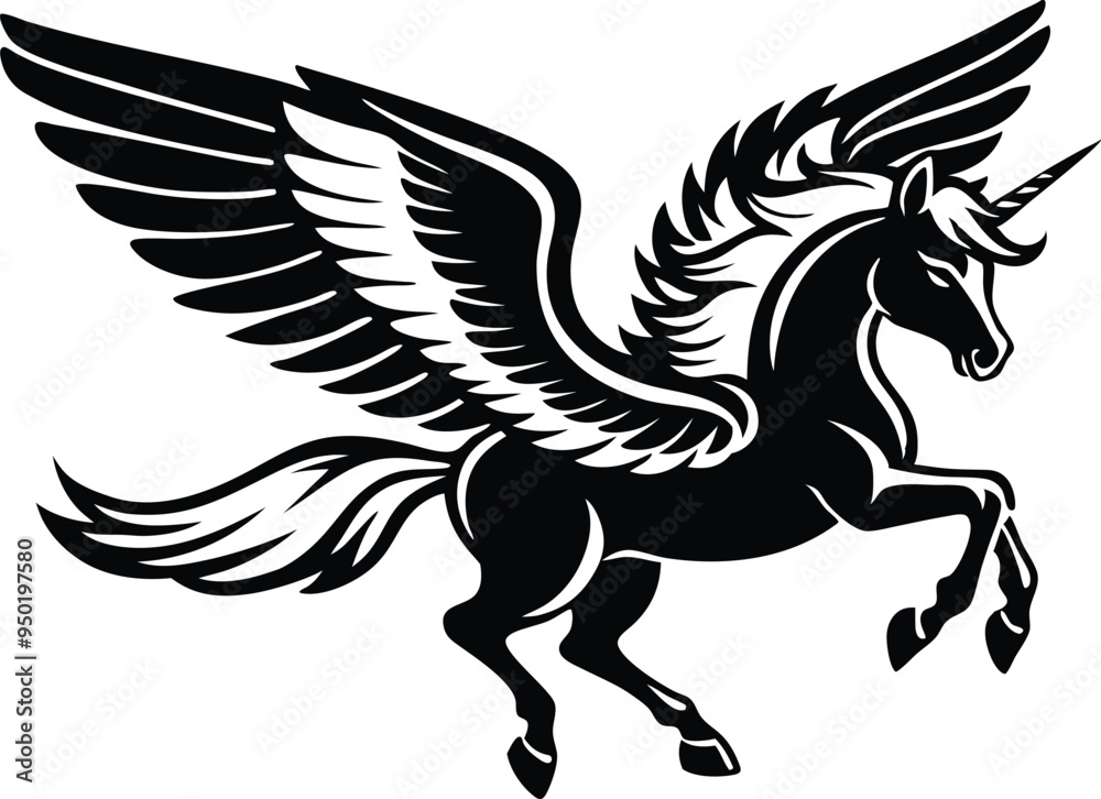 winged horse vector silhouette, flying pegasus icon, unicorn silhouette winged horse vector silhouette, flying pegasus icon, unicorn silhouette
