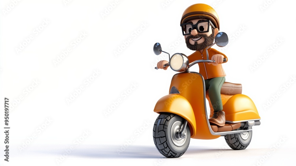 Scooter driver. 3d cartoon on white background. Scooter driver. 3d cartoon on white background.