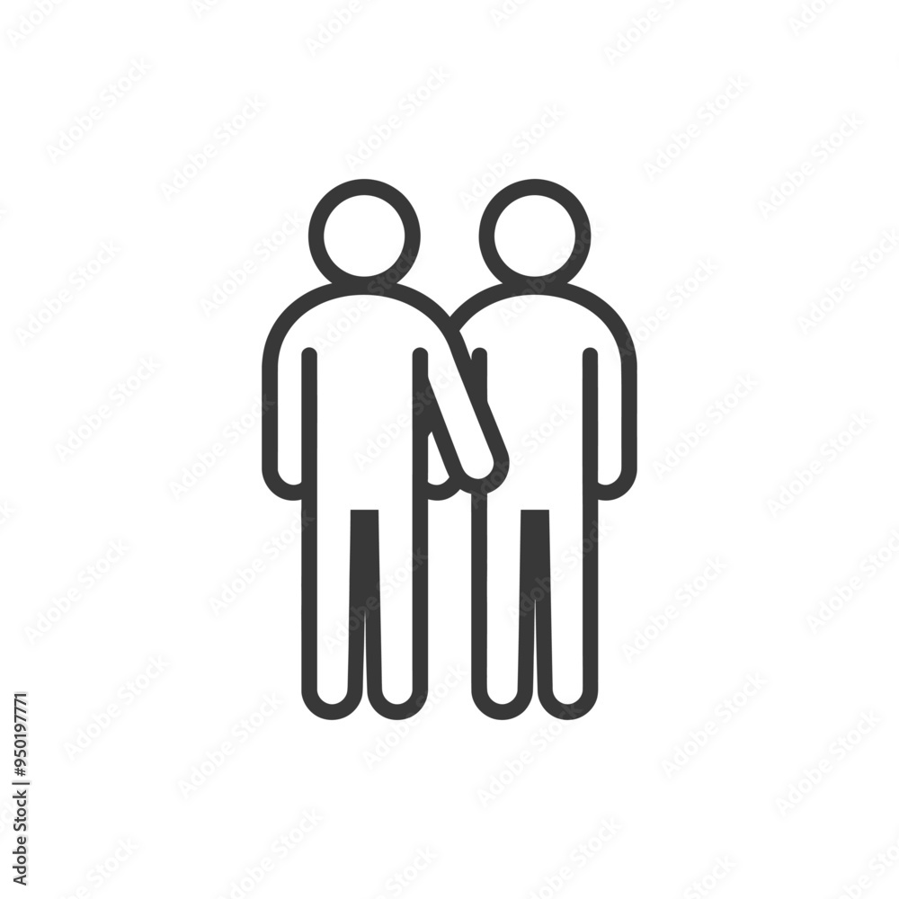 Line Drawing of Two Stick Figures Holding Hands Line Drawing of Two Stick Figures Holding Hands