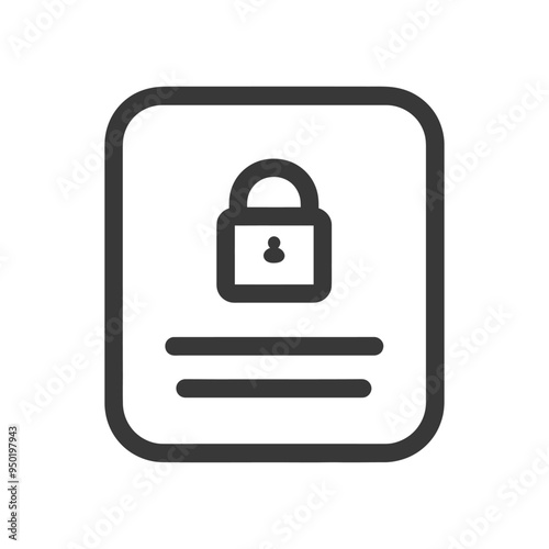 Locked Document With Three Lines Icon