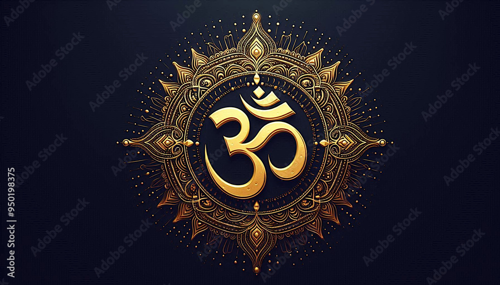 Indian Hinduism religious circle design symbol golden text Om,aum,or oim meaning adoration to Hindu god,popular Hindu mantra,holy, peaceful background, religious background, religious symbols Indian Hinduism religious circle design symbol golden text Om,aum,or oim meaning adoration to Hindu god,popular Hindu mantra,holy, peaceful background, religious background, religious symbols