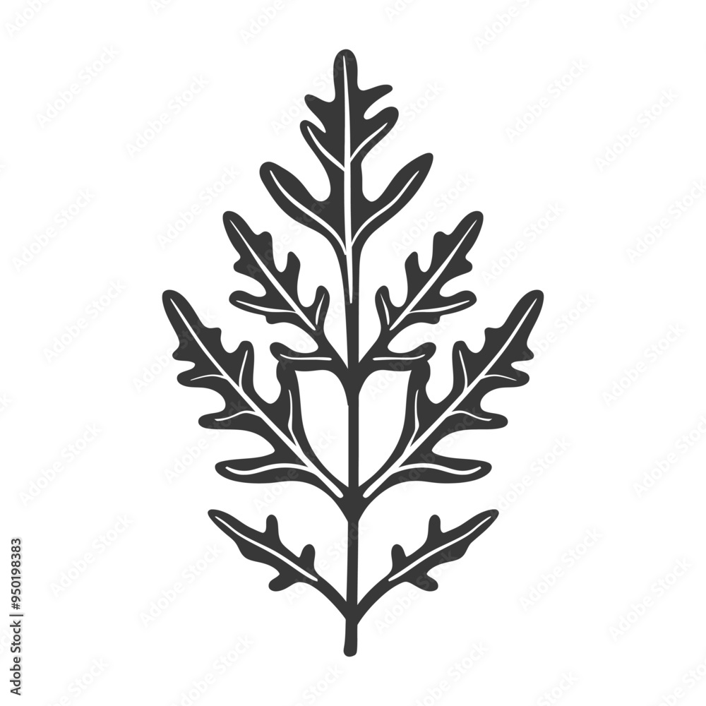 Fototapeta premium Silhouette of a Plant with Five Detailed Leaves