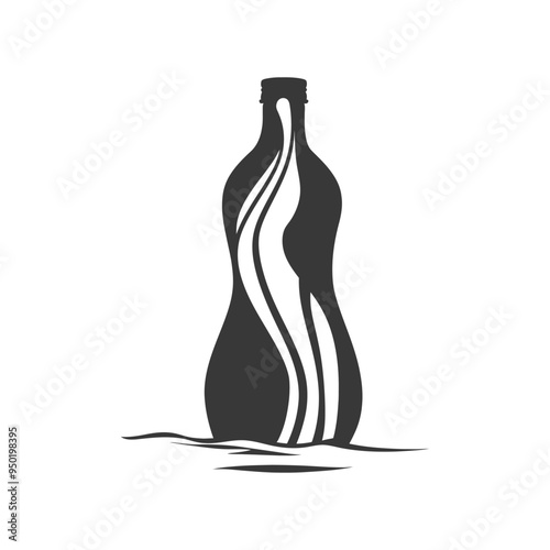 Silhouette of a plastic bottle submerged in water
