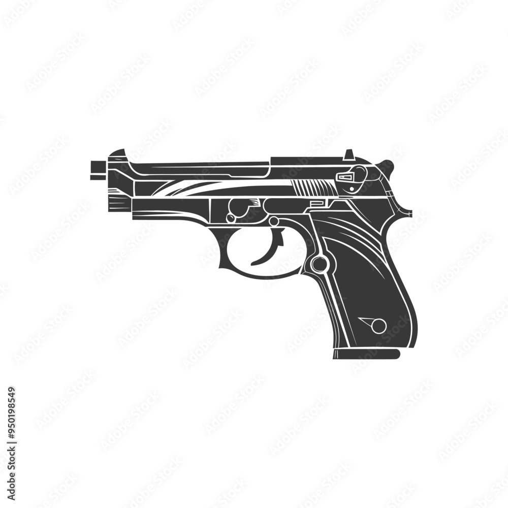 Silhouette of a Semi Automatic Handgun Silhouette of a Semi Automatic Handgun