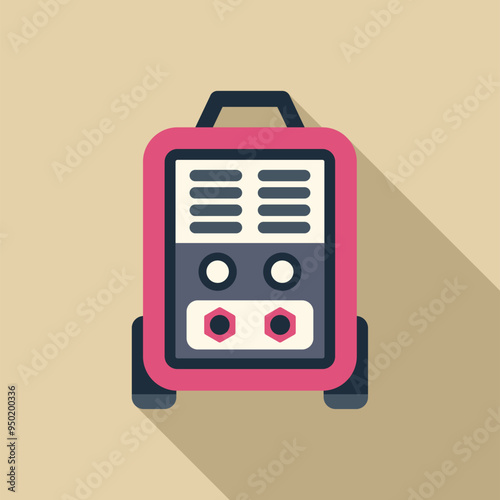 Pink inverter welding machine casting a long shadow, depicting concepts of welding equipment and industrial tools