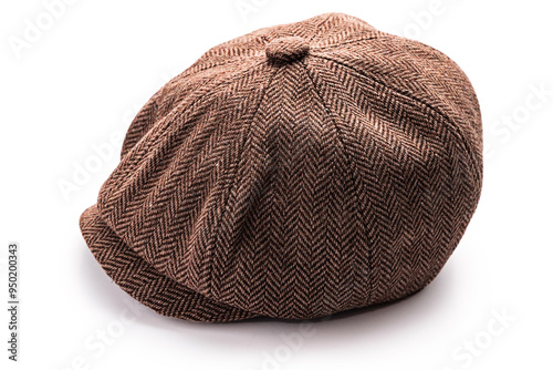 Fotografía Vintage kids cap, classic retro eight-panel newsboy hat isolated on white backgr
