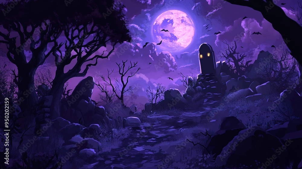 Obraz premium Illustration of dark night Halloween background