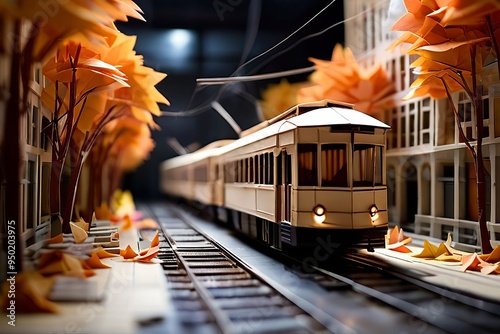 origami the scene crafted from paper folds with the driver and t