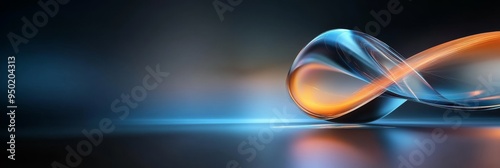 An abstract digital art piece depicting a glowing blue and orange infinity loop, symbolizing eternity, connection, and endless possibilities. It creates a dynamic and visually captivating image suitab photo