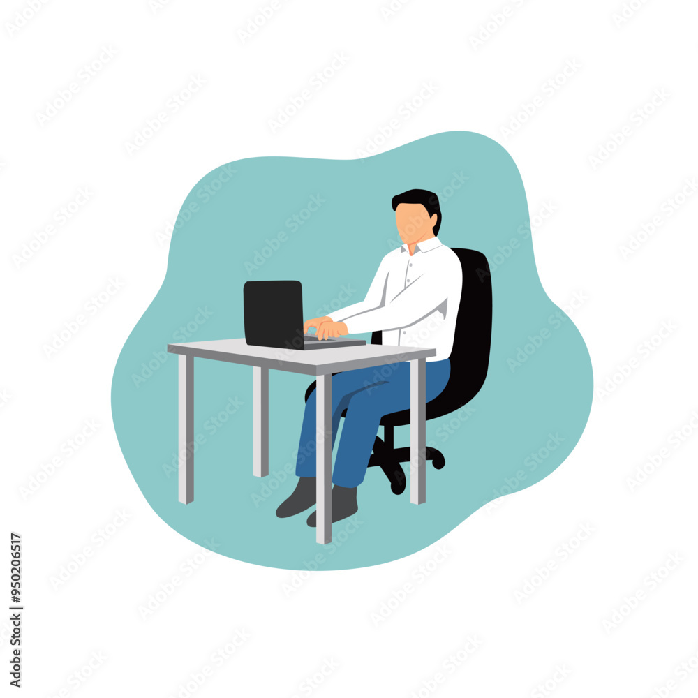 flat style man in front of computer design. programmer icon, sign and symbol. flat style man in front of computer design. programmer icon, sign and symbol.