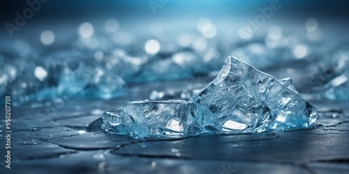 abstract ice background blue background with cracks on the ice surface. photo