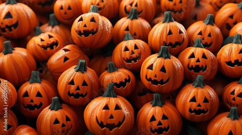 3D rendering of many halloween pumpkin background 