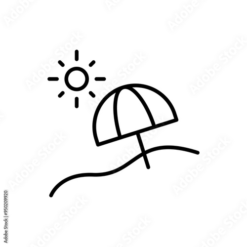 Sun Protection outline icons, minimalist vector illustration ,simple transparent graphic element .Isolated on white background