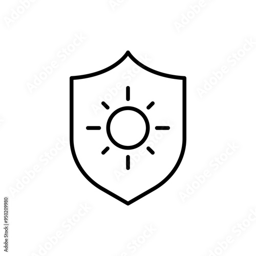 Sun Protection outline icons, minimalist vector illustration ,simple transparent graphic element .Isolated on white background