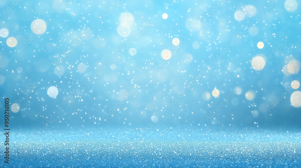 Obraz premium Sparkling blue background with shimmering bokeh lights