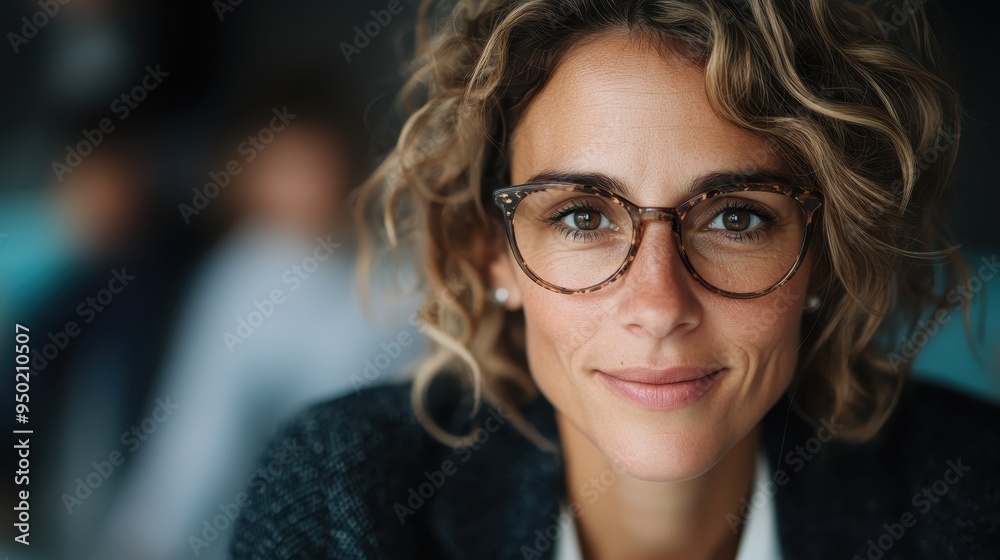 A close-up of a woman with curly hair, tortoiseshell glasses, and a gentle smile, wearing a sweater and creating a soft, inviting feel with a blurred background. A close-up of a woman with curly hair, tortoiseshell glasses, and a gentle smile, wearing a sweater and creating a soft, inviting feel with a blurred background.
