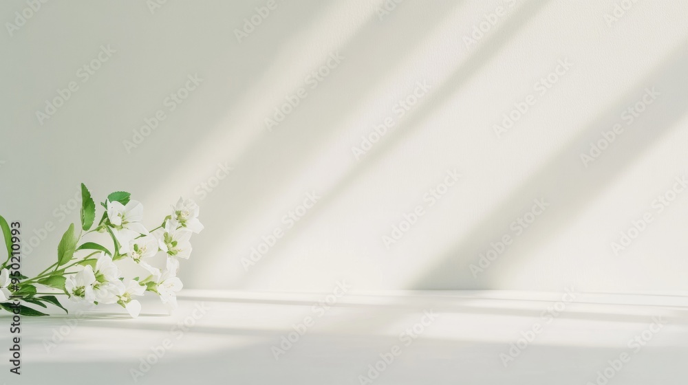 Soft White Floral Table with Gentle Beams of Light Serene and Tranquil Composition in a Pastel Setting Soft White Floral Table with Gentle Beams of Light Serene and Tranquil Composition in a Pastel Setting