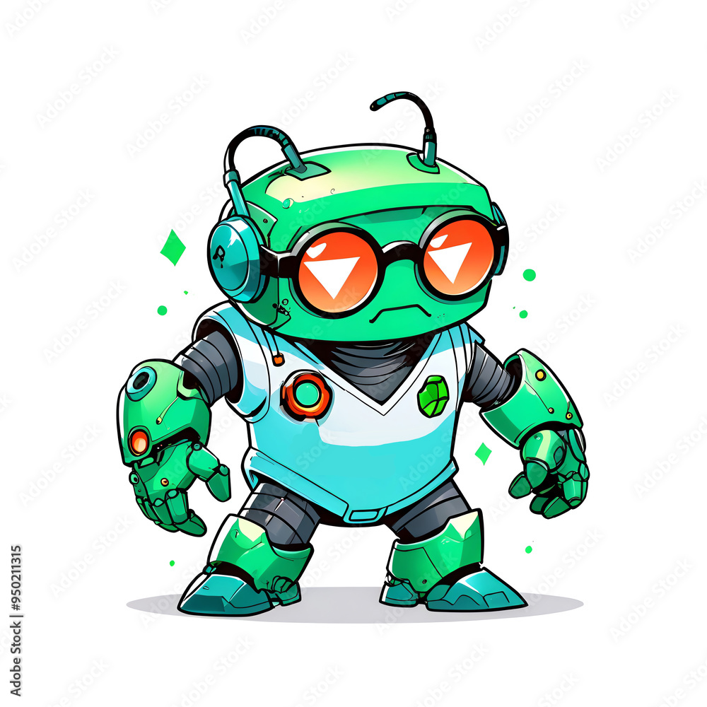 Cool Green Robot with Goggles Cool Green Robot with Goggles