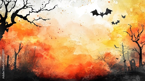 Halloween watercolor background.