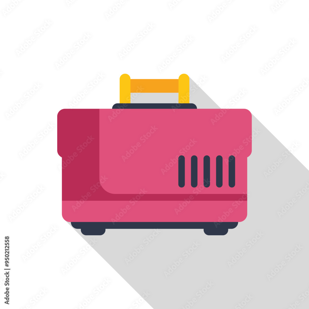 Portable backup generator providing electricity during a power outage, flat vector illustration with long shadow Portable backup generator providing electricity during a power outage, flat vector illustration with long shadow
