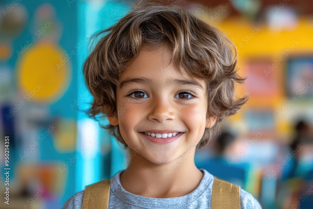 cheerful portrait of smiling schoolboy in vibrant classroom setting youthful enthusiasm and curiosity shine through colorful engaging composition captures the joy of learning and education cheerful portrait of smiling schoolboy in vibrant classroom setting youthful enthusiasm and curiosity shine through colorful engaging composition captures the joy of learning and education