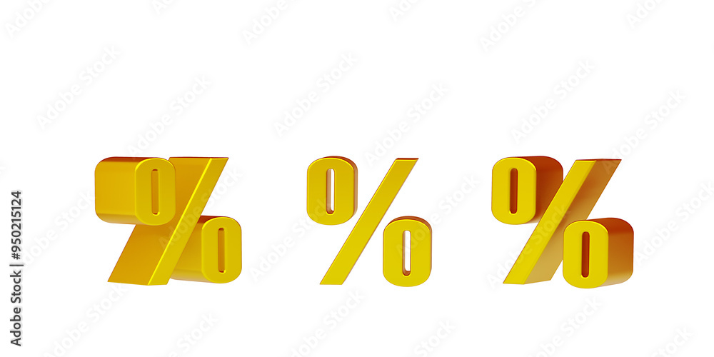 Percent on white background. 3d render.