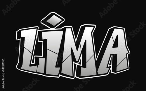 Lima - single word, letters graffiti style. Vector hand drawn logo. Funny cool trippy word Lima, fashion, graffiti style print t-shirt, poster concept