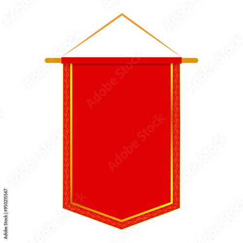 Vector illustration of red pennant flag on transparent background