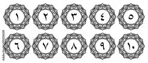 Arabic numerals with ornaments for book pages of your choice of elegant design. Vector file isolated on a transparent background
