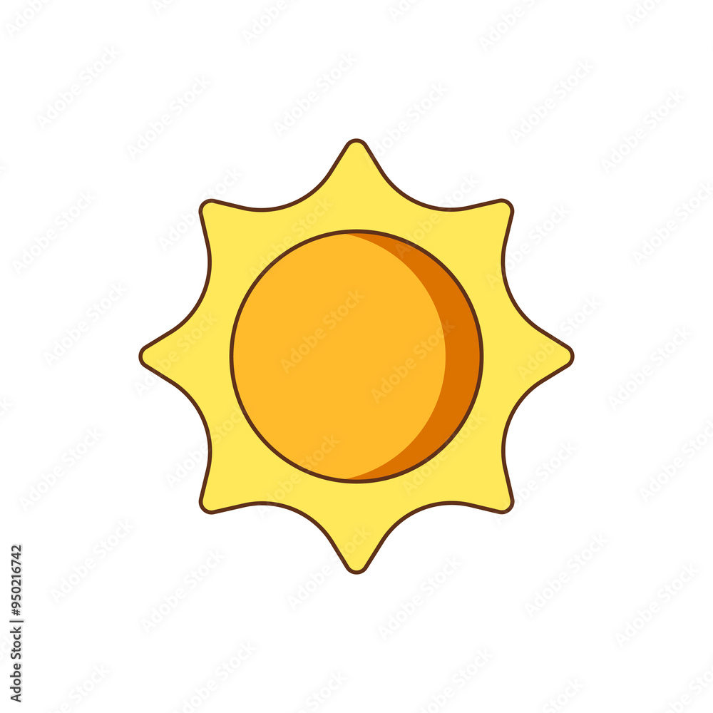 Sun flat design cartoon illustration. Outer space illustration Sun flat design cartoon illustration. Outer space illustration