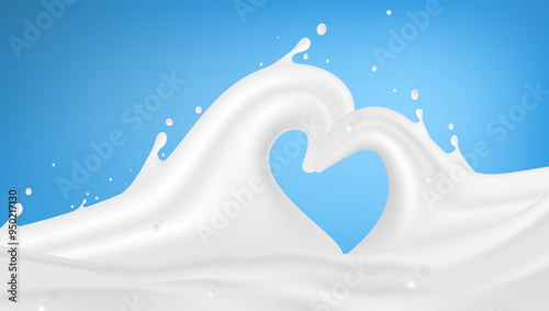 Abstract Milk Waves With Heart Shape Splash