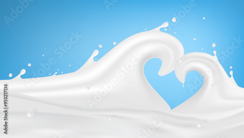 Abstract Milk Waves With Heart Shape Splash