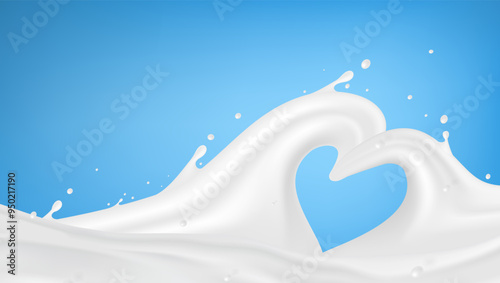 Abstract Milk Waves With Heart Shape Splash