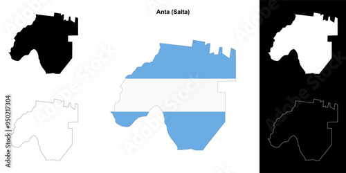 Anta department (Salta) outline map set