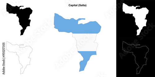 Capital department (Salta) outline map set