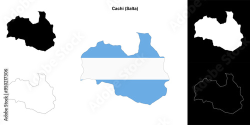 Cachi department (Salta) outline map set