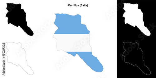 Cerrillos department (Salta) outline map set