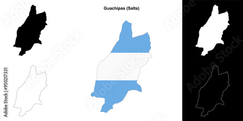 Guachipas department (Salta) outline map set