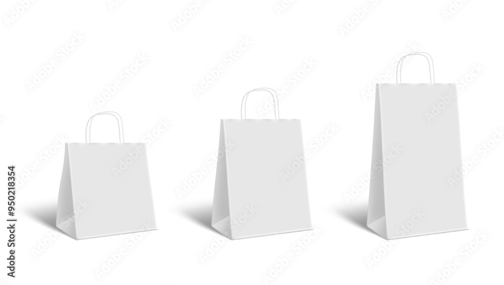 3D Paper Bag With Shadow On White Background 3D Paper Bag With Shadow On White Background