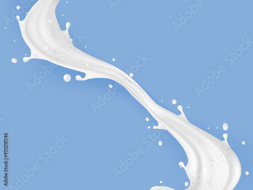 3D Milk Or Yogurt Wave Splash In Shape Of S