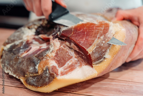 Morvan smoked ham being sliced