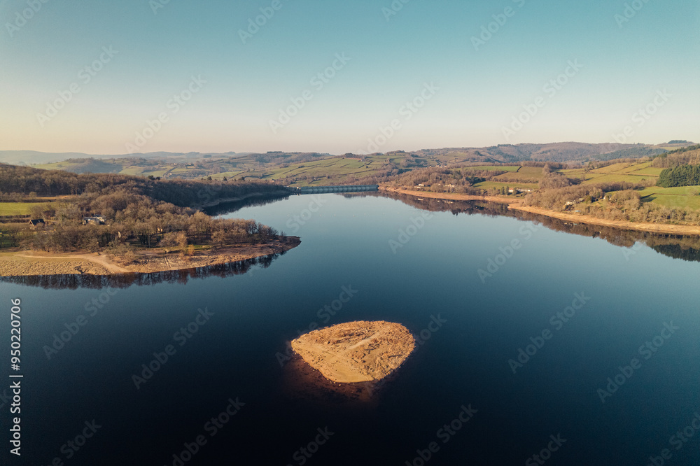 aerial view of the panneciere lake in France aerial view of the panneciere lake in France