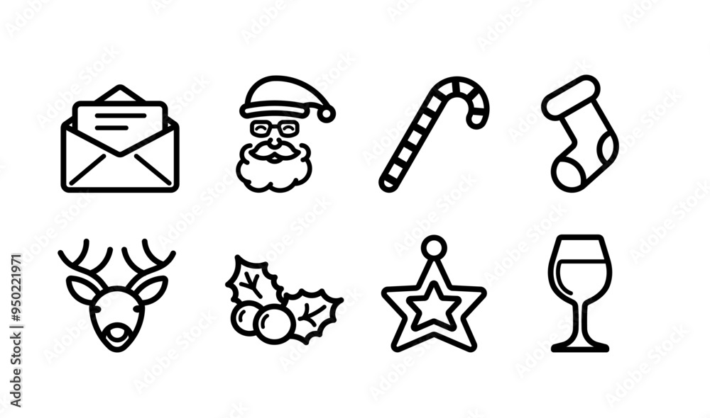 Obraz premium Merry christmas line icon Vector
