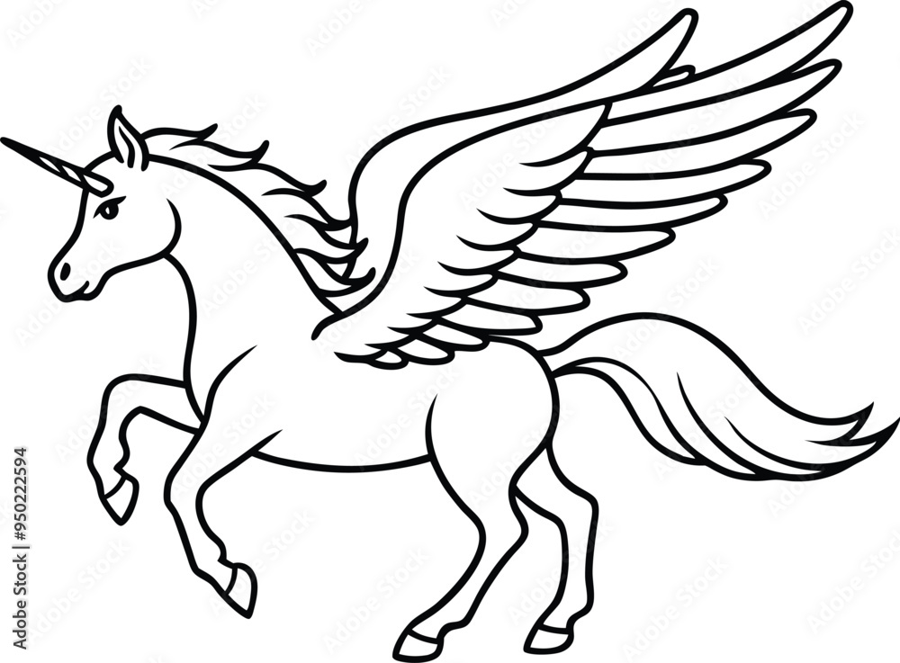 winged horse vector line art, flying pegasus skatch , unicorn silhouette winged horse vector line art, flying pegasus skatch , unicorn silhouette