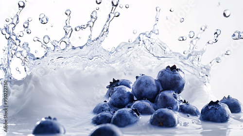 Blueberries Splashing in Milk