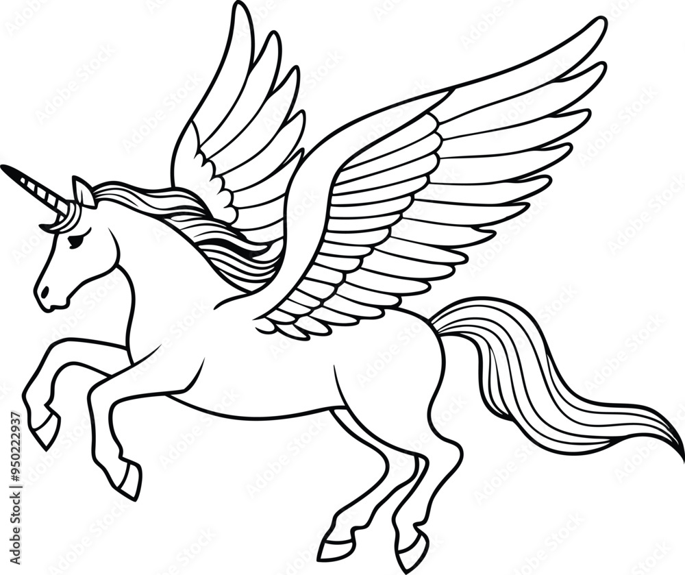 winged horse vector line art, flying pegasus skatch , unicorn silhouette winged horse vector line art, flying pegasus skatch , unicorn silhouette