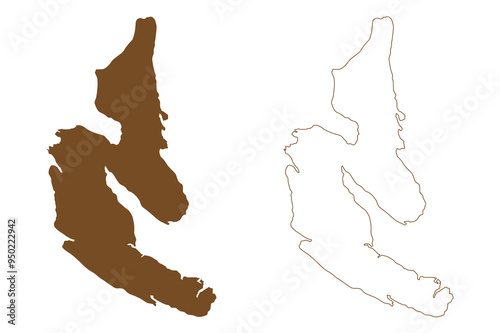 Dawson island (Republic of Chile, South and Latin America, Tierra del Fuego Archipelago) map vector illustration, scribble sketch Isla Dawson map photo